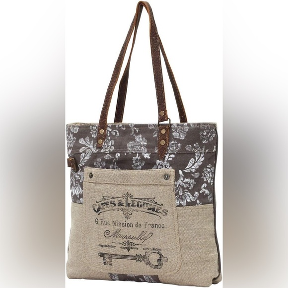 Myra Bag Old Key Upcycled Canvas Tote Bag Brand New - Picture 3 of 7